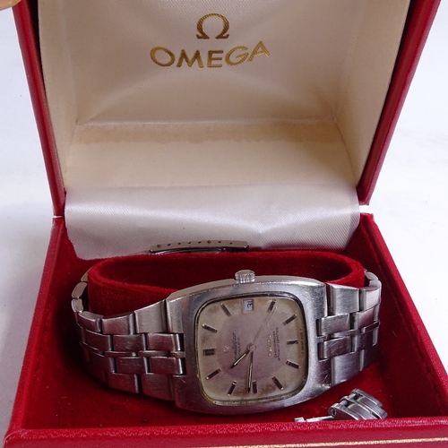 523 - OMEGA - a stainless steel Constellation automatic wristwatch, silvered dial with baton hour markers ... 