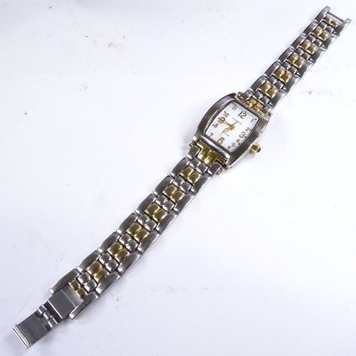 530 - KRUG-BAUMEN - a lady's 2-tone gold plated stainless steel Tuxedo quartz wristwatch, ref. 1963KL, whi... 