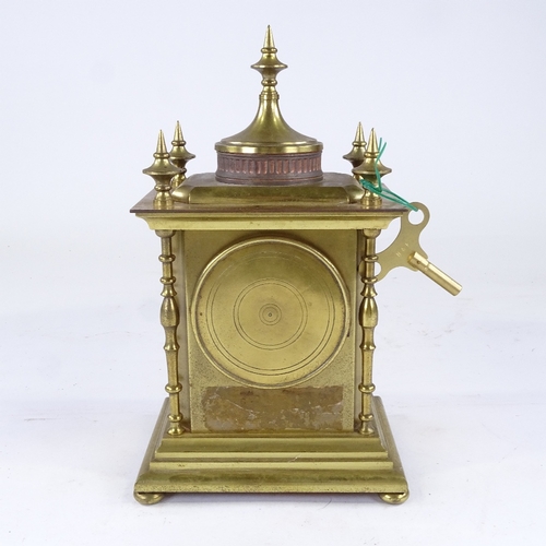 534 - A late 19th/early 20th century French gilt-bronze 8-day mantel clock, by T R Russell of Paris, silve... 