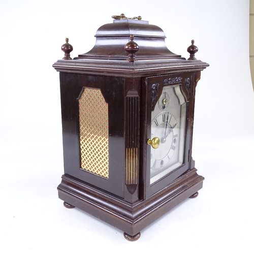 535 - A 19th century mahogany-cased 8-day chiming bracket clock, silvered dial with Roman numeral hour mar... 