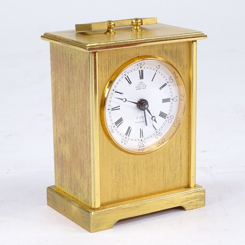 542 - PONTIFA - a Vintage brass-cased 8-day carriage clock, white dial with Roman numeral hour markers and... 