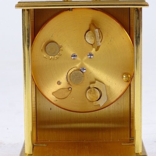 542 - PONTIFA - a Vintage brass-cased 8-day carriage clock, white dial with Roman numeral hour markers and... 