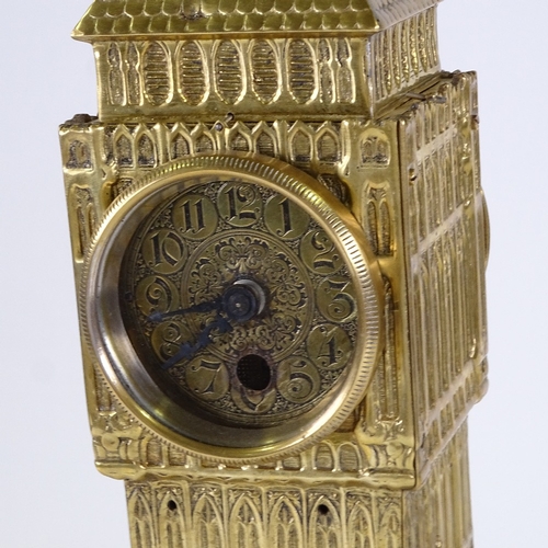 553 - A large gilt-brass cased Big Ben mantel clock, brass dial with Arabic numerals and realistically for... 