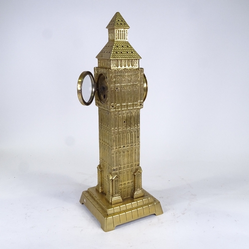 553 - A large gilt-brass cased Big Ben mantel clock, brass dial with Arabic numerals and realistically for... 