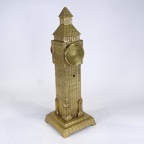 553 - A large gilt-brass cased Big Ben mantel clock, brass dial with Arabic numerals and realistically for... 