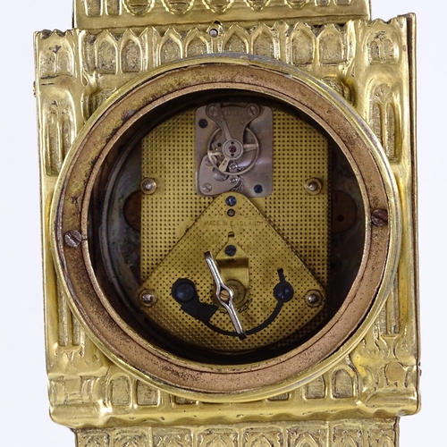 553 - A large gilt-brass cased Big Ben mantel clock, brass dial with Arabic numerals and realistically for... 