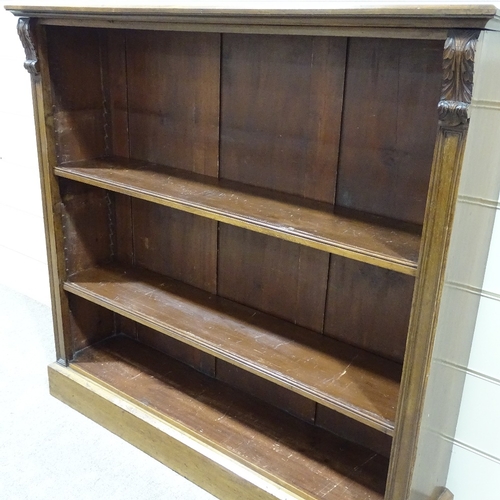 237 - A Victorian mahogany open bookcase, with adjustable shelves and carved pilasters, width 122cm, heigh... 