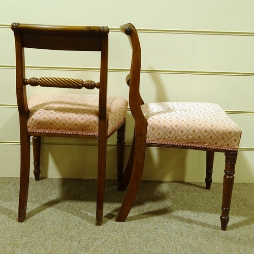 410 - A set of 6 George III mahogany dining chairs, with rope twist back rails, recently re-upholstered