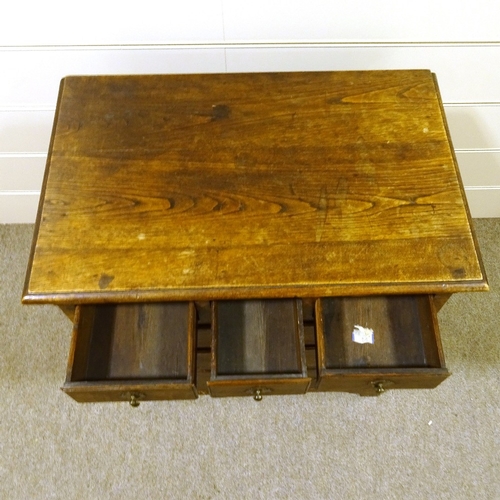 414 - An 18th century oak chest of 3 long and 3 short drawers of small size, in 2 parts, width 78cm, heigh... 