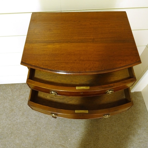 415 - An Edwardian narrow mahogany bow-front tall chest of 6 drawers, on splay bracket feet, width 58cm, h... 