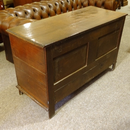 463 - An 18th century panelled oak mule chest, with 2 drawers under, width 115cm