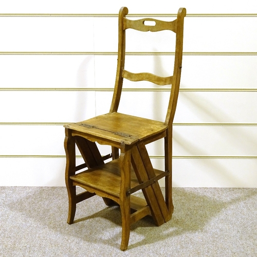 67 - A 19th century French metamorphic library step chair