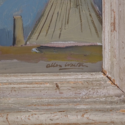 1009 - Allan Walton, oil on canvas, harbour scene, signed, with Gallery labels verso from Thomas Agnew & So... 