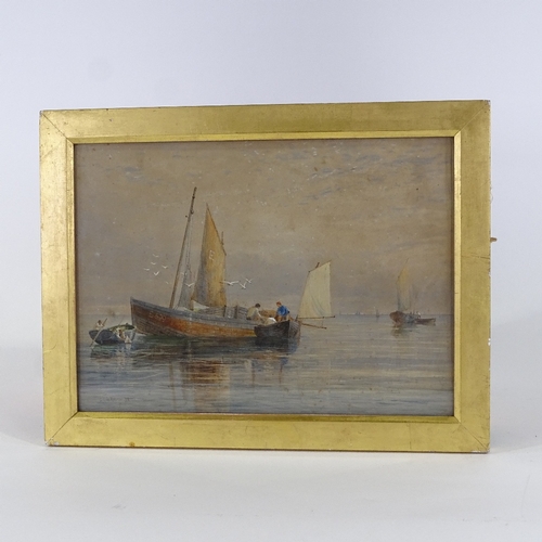 1013 - S Roscoe, 19th century watercolour, sailing barges, signed and dated 1878, 10