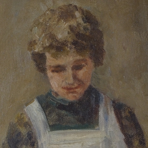 1020 - Connie Price, mid-20th century oil on canvas laid on board, cookery demonstration, signed with artis... 