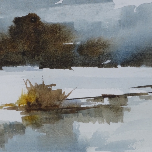 1041 - Edward Wesson, watercolour, lake scene, signed, 12.5