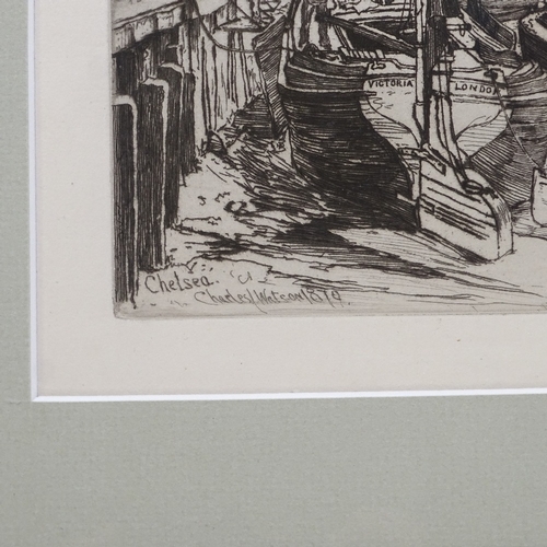 1049 - Stephen Parrish, etching, in port, and Charles Watson, etching, Chelsea, both circa 1880s, framed (2... 