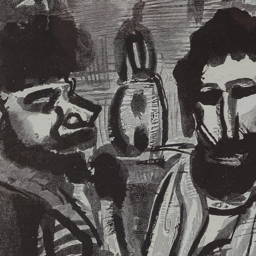 1053 - Georges Rouault, wood engraving, 2 men, 1932, from and edition of 300 copies, image 11.5