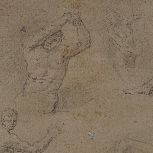 1061 - 19th century Italian School, a sheet of pencil studies of male figures, unsigned, 7