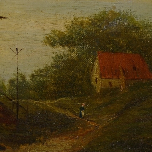 1062 - J B Payne, 19th century oil on canvas, windmill in a landscape, unsigned, dated 1890 on stretcher, 9... 