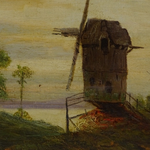 1062 - J B Payne, 19th century oil on canvas, windmill in a landscape, unsigned, dated 1890 on stretcher, 9... 