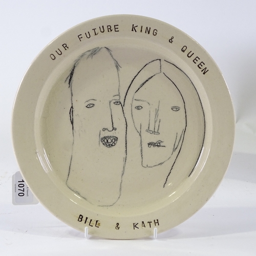 1070 - Vic Reeves, Studio pottery wedding plate for Prince William and Catherine 