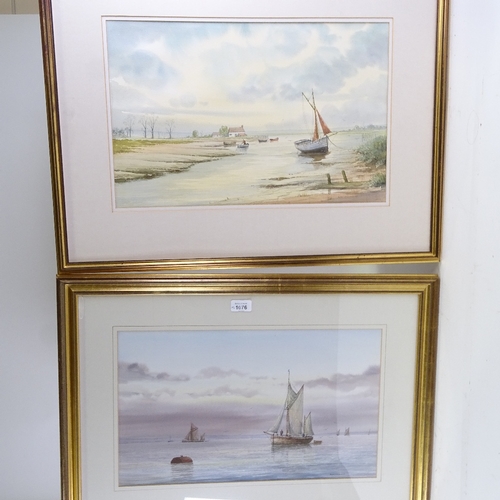 1076 - Alan Whitehead, pair of watercolours, marine scenes, signed, 11.5