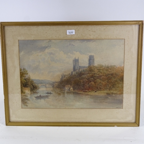 1077 - Henry Earp Snr, watercolour, Durham Cathedral, signed, 14