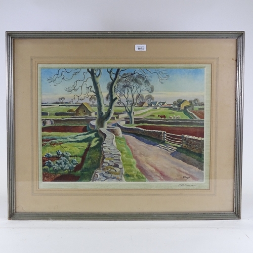 1078 - Adrian Allison, print, Cotswold crossroads, signed in pencil, 18