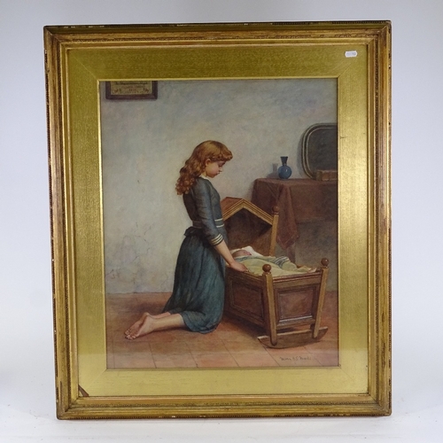 1079 - Mary Stacy Marks (nee Harriet Kemp), watercolour, the cradle, signed, 25