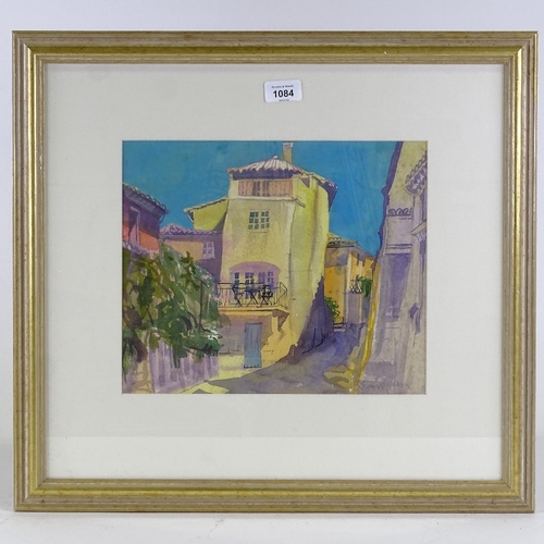 1084 - Jenny Wheatley, watercolour, back streets, St Siffret, signed, 10.5