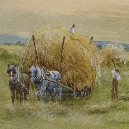 1086 - Christopher Jarvis, pair of watercolours, haymaking and timber workers, signed, 11