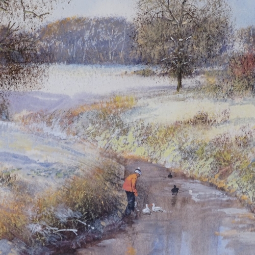 1087 - Clive Madgwick, watercolour, winter stream, signed, 12.5