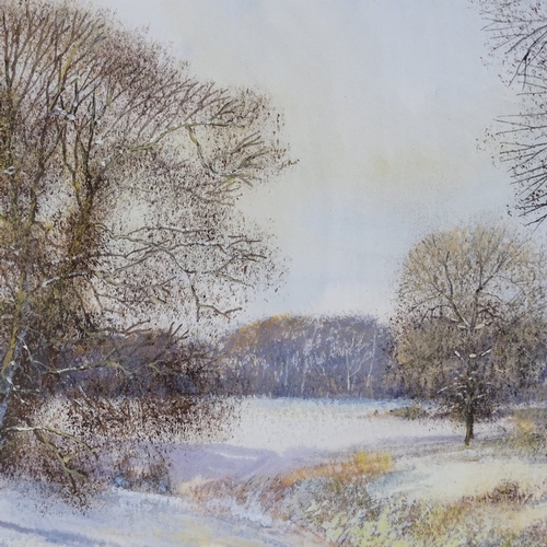 1087 - Clive Madgwick, watercolour, winter stream, signed, 12.5