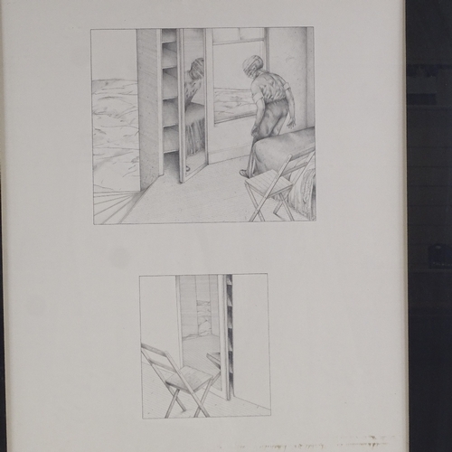 1088 - Stewart Mackinnon, pencil drawing, man rising from bed, signed and dated 1972, 19