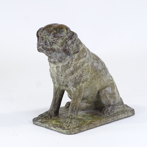 1102 - Barbara Tribe (1913 - 2000), patinated bronze sculpture, seated dog, no. 1 from an edition of 12, si... 