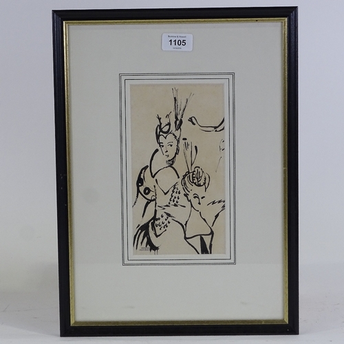 1105 - Cecil Beaton, original pen and ink fashion design, Studio stamp, 8.5