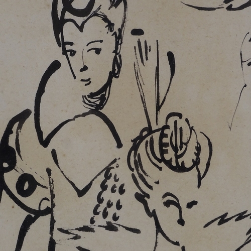 1105 - Cecil Beaton, original pen and ink fashion design, Studio stamp, 8.5