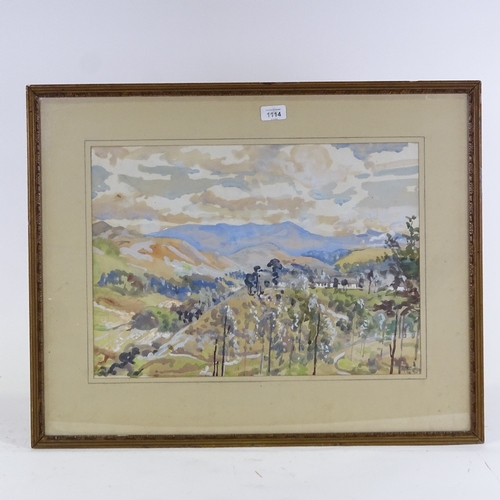 1114 - Alfred Egerton Cooper, watercolour, landscape Ceylon, signed with monogram, 14