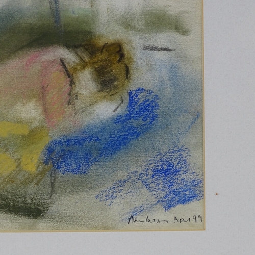 1116 - Coloured pastels, seated nude, indistinctly signed, 19