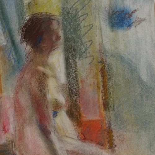 1116 - Coloured pastels, seated nude, indistinctly signed, 19