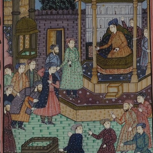 1117 - Indian/Mughal watercolour on paper, court scene, 19