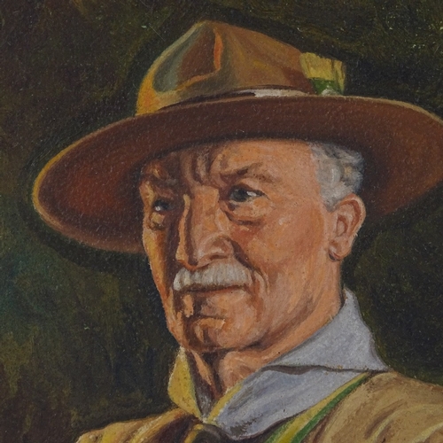 1119 - C C Harding, oil on board, portrait of Lord Baden-Powell, 12