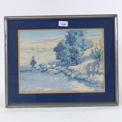 1120 - H G Gray (1896 - 1961), watercolour, Middle Eastern watering hole, signed 10