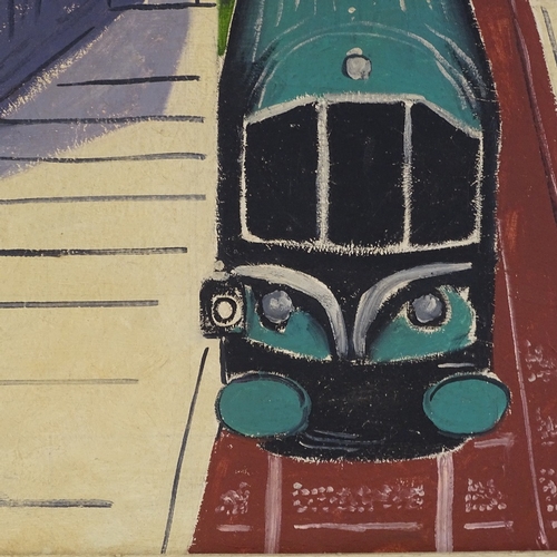 1125 - After Edward Bawden, oil on canvas, station, unsigned, 20