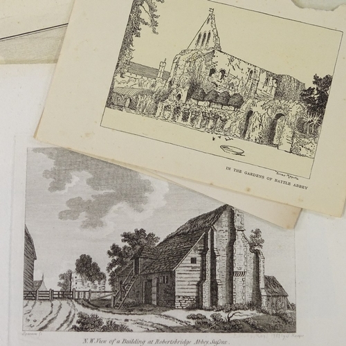 1131 - Folder of etchings and engravings, Battle and East Sussex views