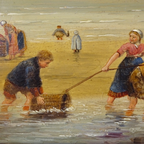 1138 - M Blommers, oil on panel, children at the beach, signed, 4