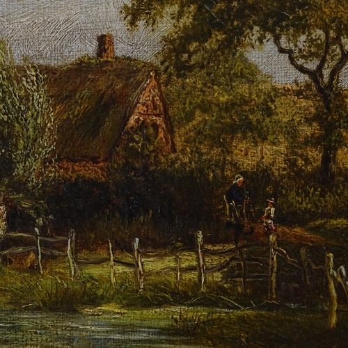 1139 - 19th century oil on board, a country lane, name plaque on frame Patrick Nasmyth, also inscribed vers... 