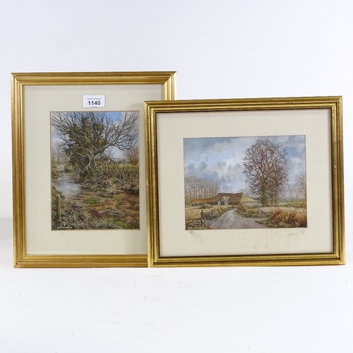 1140 - John Hughes, 2 coloured pastels, rural scenes, 8