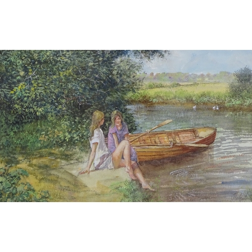 1145 - Clive Madgwick, coloured pastels, the boat trip, signed, 6.5